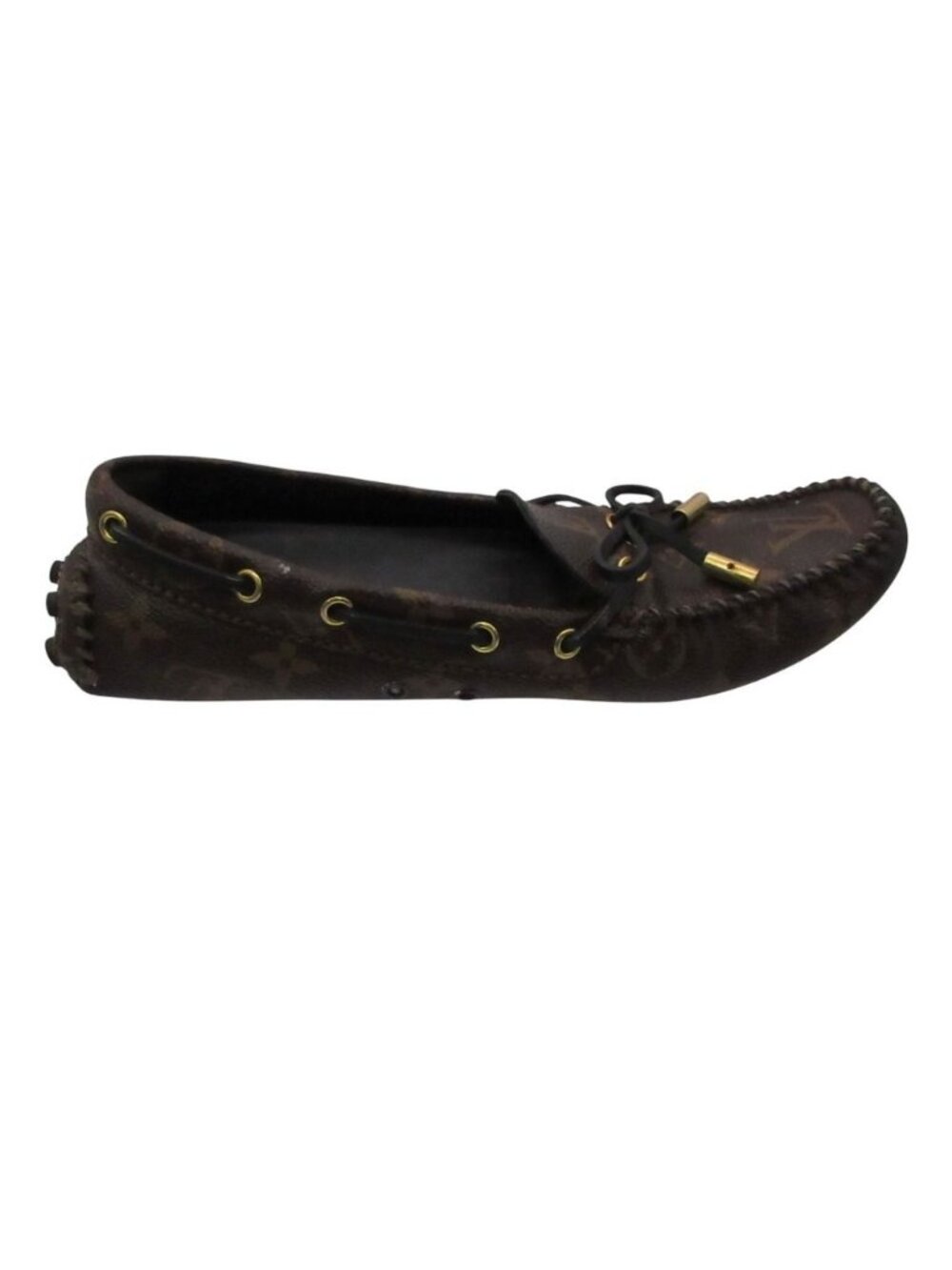 Louis Vuitton Moccasins Arizona Line Monogram Leather Ribbon Driving Shoes Flat - Picture 4 of 10